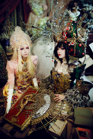 Women elaborate clothing table christmas - fantasy style free wallpaper for mobile