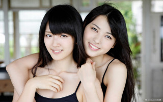 Asian women posing picture room - sakimichan free wallpaper