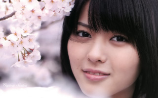 Woman black hair flower smiling 2 - perfect face free wallpaper