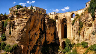 Bridge canyon cliff building top - el greco free wallpaper