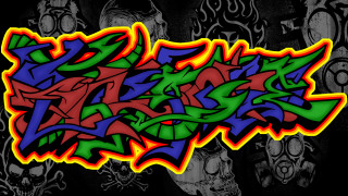 Colorful graffiti skull black outline - graffiti paint free wallpaper