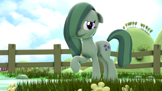 Pony standing grass fence flowers - a pony free wallpaper