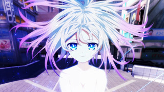 Girl blueeyes white shirt city - a city street free wallpaper