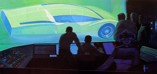 People computer screen car side - syd mead. free wallpaper