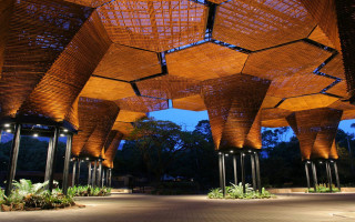 Large open area wooden structures - bruce munro free wallpaper