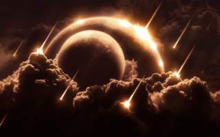 Solar eclipse black background clouds 2 - a solar eclipse free wallpaper