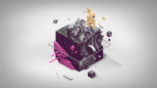 Mountain star graphic art piece - cube free wallpaper