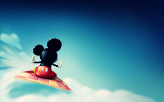 Mickey flying heart tail beach - a mickey mouse free wallpaper
