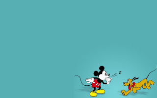 Mickey mouse pulling dog leash - a leash free wallpaper
