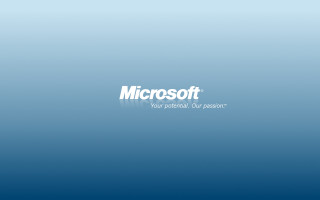 Blue background microsoft logo side - isometric view free wallpaper