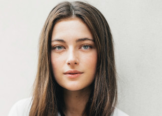 Woman longhair white shirt portrait 7 - christen dalsgaard free wallpaper