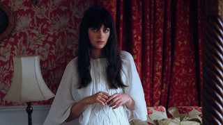 Woman white dress red wallpaper - charlotte harding free wallpaper