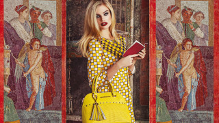 Woman yellow dress yellow purse - a yellow dress holding free wallpaper