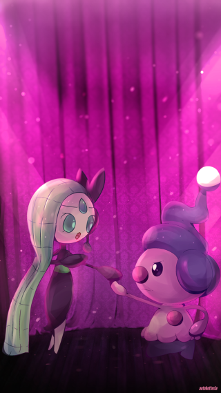Cartoon character handshake stage purple - pop surrealism free wallpaper for mobile