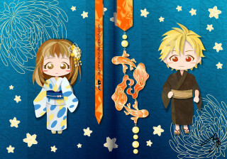 Anime couple fireworks stars blue - firework free wallpaper for desktop