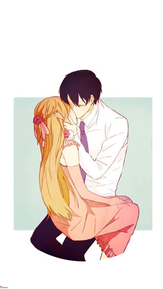 Man woman floor blue wall - romanticism free wallpaper for mobile