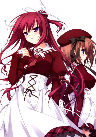 Anime girls long hair red 6 - two anime girl free wallpaper for mobile