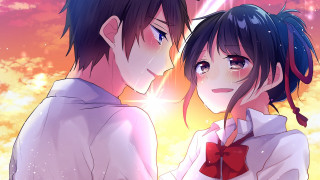 Anime couple sunset sky clouds - a sunset sky free wallpaper