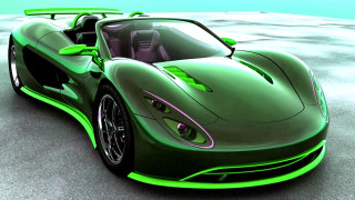 Green sports car black top - this image free wallpaper