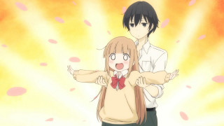 Man woman yellow background red - petal free wallpaper