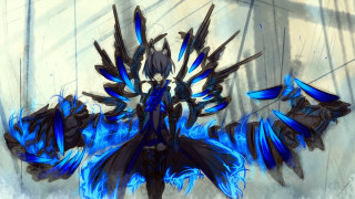 Blue black object feathers white - back end free wallpaper