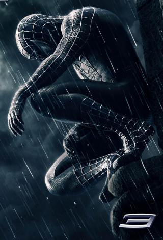 Spiderman hanging rainy city photorealistic - his head in free wallpaper