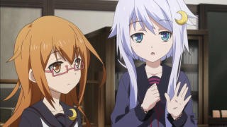 Anime girls long hair glasses - a moon free wallpaper for desktop