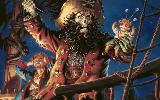 Pirate with monkey on chest - a monkey free wallpaper