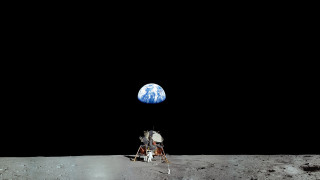 Man on moon blue earth - a blue earth free wallpaper