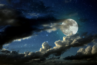 Full moon clouds stars night 2 - the night sky free wallpaper