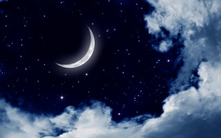Crescent moon night sky stars - moon free wallpaper