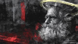 Bearded man halo cross painting - a painting of a man free wallpaper for desktop