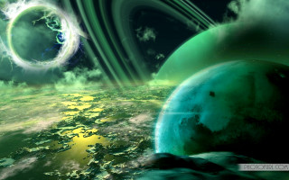 Green planet cloud ring background 2 - a. hardy free wallpaper