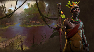Native american man holding stick - game art free wallpaper