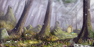 Forest trees flowers person sitting - ghibli free wallpaper