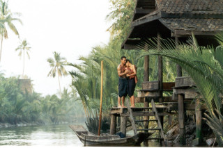 Man woman dock river palm - a wooden dock next free wallpaper