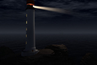 Lighthouse rock ocean night light - dynamic lighting free wallpaper