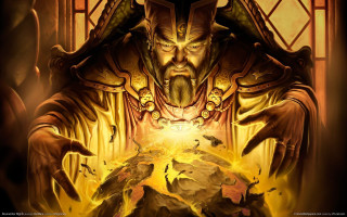 Man beard golden outfit glowing - donato giancola free wallpaper