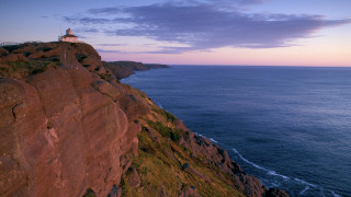 Lighthouse cliff ocean sunset pink 3 - a cliff free wallpaper for desktop