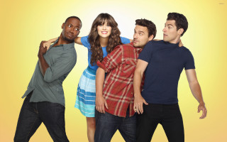 Group people standing yellow background - dan scott free wallpaper