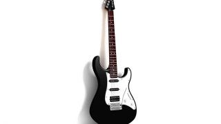 Black white guitar wall background - 3 d model free wallpaper for desktop