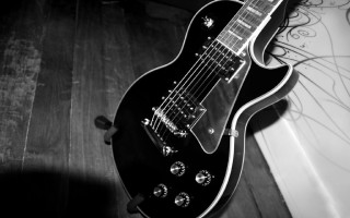 Black white guitar table wallpaper - photo of a guitar free wallpaper