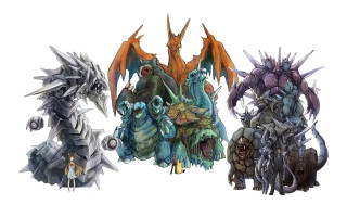 Monsters with horns and wings - epic scale free wallpaper for desktop