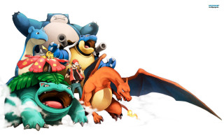 Cartoon characters group dragon white - pokemon free wallpaper