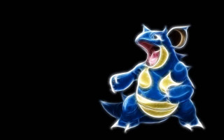 Blue yellow pokemon open mouth - outline free wallpaper