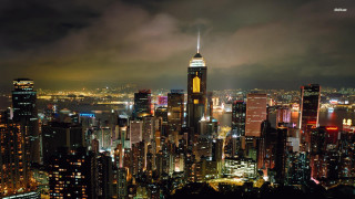 Cityscape night lights clouds sky - a cityscape free wallpaper