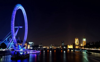 Ferris wheel night city river 12 - a ferris wheel free wallpaper