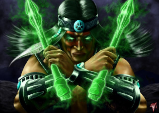 Man green hair green swords - a green light free wallpaper