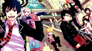 Anime characters stairs gun woman - a book free wallpaper for desktop