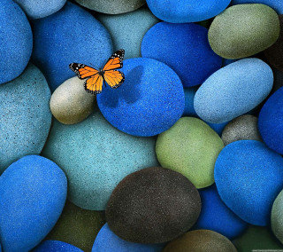 Butterfly rock blue green pebbles 2 - a rock free wallpaper for tablet